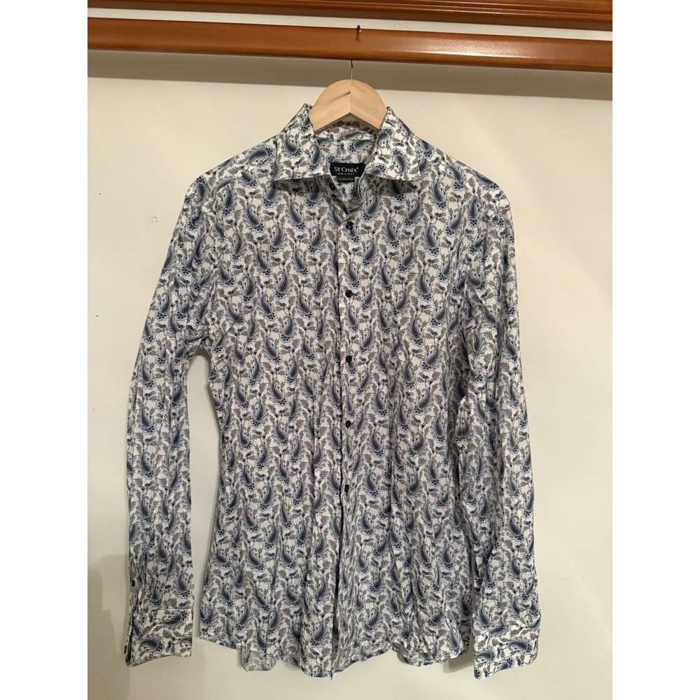 St. Croix contemporary button-down Navy Paisley Long-Sleeve Men's Shirt